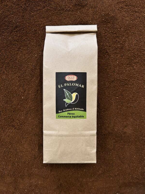 Café du Pérou – El Palomar – MOULU, café bio de spécialité aux arômes de chocolat intense et de citron frais, prêt à l’emploi pour espresso et méthodes douces.
