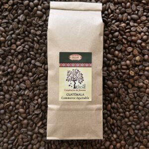 Café du Guatemala Kitché – GRAIN, café biologique et équitable cultivé dans le Quiché par une coopérative de femmes mayas, aux notes de cacao, amande et fruits rouges.